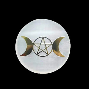 6CM Natural Crystal Selenite Slice Slab White Gypsum 7 Chakras Flower of Life Charging Plate Yoga Meditation Fengshui Healing acacuss