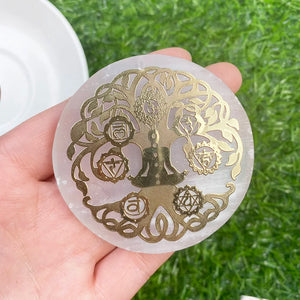 6CM Natural Crystal Selenite Slice Slab White Gypsum 7 Chakras Flower of Life Charging Plate Yoga Meditation Fengshui Healing acacuss