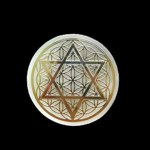 6CM Natural Crystal Selenite Slice Slab White Gypsum 7 Chakras Flower of Life Charging Plate Yoga Meditation Fengshui Healing acacuss
