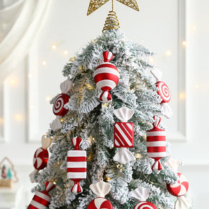 6Pcs Christmas Hanging Candy Balls Red White Candy Pendant Home Party Christmas Tree Decorations Navidad Winter New Year 2023 acacuss