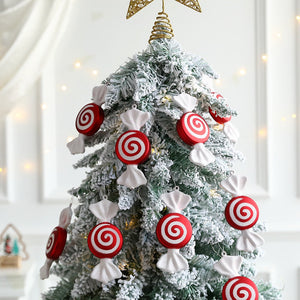 6Pcs Christmas Hanging Candy Balls Red White Candy Pendant Home Party Christmas Tree Decorations Navidad Winter New Year 2023 acacuss