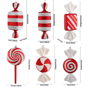 6Pcs Christmas Hanging Candy Balls Red White Candy Pendant Home Party Christmas Tree Decorations Navidad Winter New Year 2023 acacuss