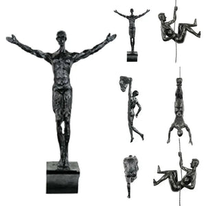 6pcs/set Industrial Style Climbing Man Resin Wall Hanging Decoration Sculpture Figures Creative Retro Present Statue Decor acacuss