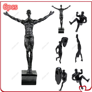 6pcs/set Industrial Style Climbing Man Resin Wall Hanging Decoration Sculpture Figures Creative Retro Present Statue Decor acacuss