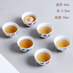 6piece/lot Vintage Wine Tea cups Set 80ml Blue and White Retro Teaware Drinkware Chinese Teaware Gift acacuss
