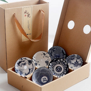 6piece/lot Vintage Wine Tea cups Set 80ml Blue and White Retro Teaware Drinkware Chinese Teaware Gift acacuss
