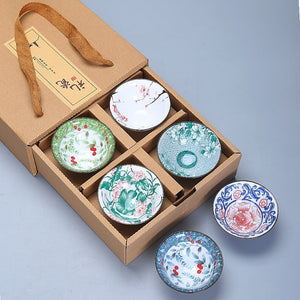 6piece/lot Vintage Wine Tea cups Set 80ml Blue and White Retro Teaware Drinkware Chinese Teaware Gift acacuss