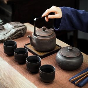 750ML Purple Pottery Teapot Tea Maker Single Pot Large Size Pure Manual Ceramic Large-capacity Teapot Lifting Beam Pot acacuss