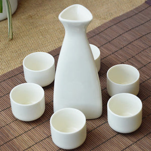 7Pcs Ceramics Japanese Sake Pot Cups Set Home Kitchen Flagon Liquor Cup Drinkware Spirits Hip Flasks Sake White Wine Pot Gifts acacuss