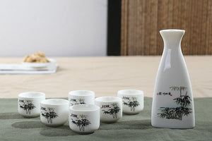 7Pcs Ceramics Japanese Sake Pot Cups Set Home Kitchen Flagon Liquor Cup Drinkware Spirits Hip Flasks Sake White Wine Pot Gifts acacuss