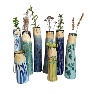 Boho Family Face Resin Dried Flower Vase Ornament acacuss