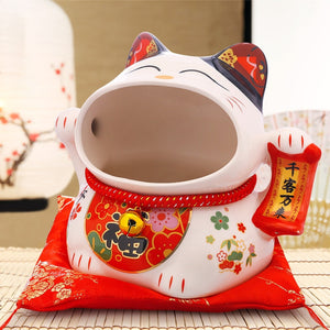 8 inch Ceramic Maneki Neko Candy Box Lucky Cat Money Box Piggy Bank Fortune Cat Storage Snack Jar acacuss