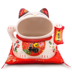 8 inch Ceramic Maneki Neko Candy Box Lucky Cat Money Box Piggy Bank Fortune Cat Storage Snack Jar acacuss