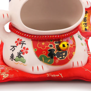 8 inch Ceramic Maneki Neko Candy Box Lucky Cat Money Box Piggy Bank Fortune Cat Storage Snack Jar acacuss