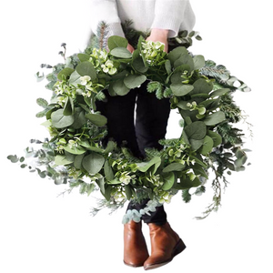 CYUAN Eucalyptus Wreath Flowers Gifts Diy Christmas Creative Artificial Garland Hanging Pendants Wedding Decoration Home Party acacuss