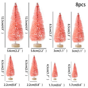 8PCS Artificial Mini Christmas Pine Tree Muliti Size Colorful Trees for Xmas Home Desktop Ornaments Noel Party Table Decoration acacuss