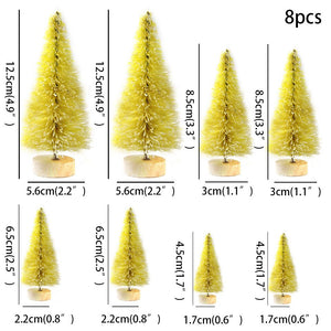 8PCS Artificial Mini Christmas Pine Tree Muliti Size Colorful Trees for Xmas Home Desktop Ornaments Noel Party Table Decoration acacuss
