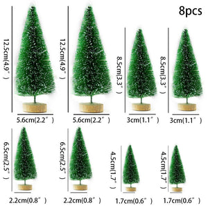 8PCS Artificial Mini Christmas Pine Tree Muliti Size Colorful Trees for Xmas Home Desktop Ornaments Noel Party Table Decoration acacuss