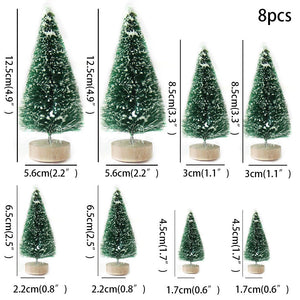 8PCS Artificial Mini Christmas Pine Tree Muliti Size Colorful Trees for Xmas Home Desktop Ornaments Noel Party Table Decoration acacuss