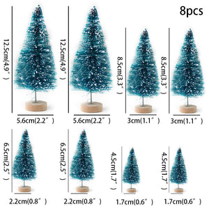 8PCS Artificial Mini Christmas Pine Tree Muliti Size Colorful Trees for Xmas Home Desktop Ornaments Noel Party Table Decoration acacuss