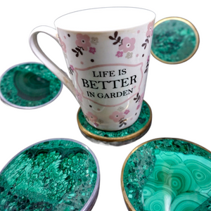 3 Inch Malachite Coaster Single Piece for Hot& Cold Drinks, Thermal insulation pads, Temperature restrict, for all seasons acacuss