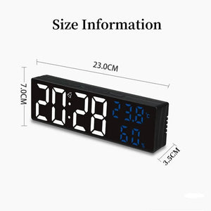 9 Inch Large Digital Wall Clock Temperature and Humidity Display Night Mode Table Alarm Clock 12/24H Electronic LED Clock acacuss