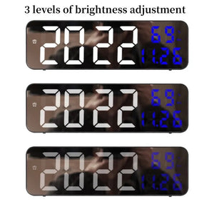 9 Inch Large Digital Wall Clock Temperature and Humidity Display Night Mode Table Alarm Clock 12/24H Electronic LED Clock acacuss