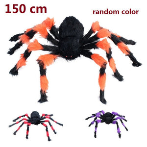 90/150/200cm Black Scary Giant Spider Huge Spiders Web Halloween Decoration Props Haunted House Holiday Outdoor Giant Decoration acacuss