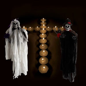 90cm Halloween Hanging Skull Black White Rattan Wreath Haunted House Props Horror Party Halloween Decoration Home Outdoor 2022 acacuss