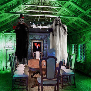 90cm Halloween Hanging Skull Black White Rattan Wreath Haunted House Props Horror Party Halloween Decoration Home Outdoor 2022 acacuss