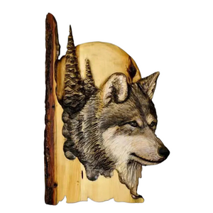 Animal Carving Handcraft Wall Hanging Sculpture Wood Raccoon Bear Deer Hand Painted Decoration for Home Living Room Dropshipping acacuss
