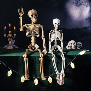 98cm Halloween Horror Anatomy Movable Skull Skeleton Halloween Props Poseable Full Life Size Skeleton Prop Halloween Decorations acacuss
