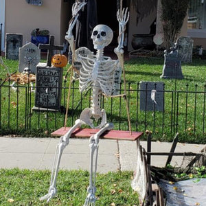 98cm Halloween Horror Anatomy Movable Skull Skeleton Halloween Props Poseable Full Life Size Skeleton Prop Halloween Decorations acacuss