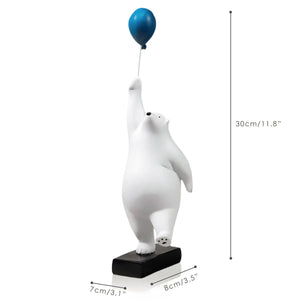 ARTLOVIN Creative Flying Bear Figurines Balloon Polar Bears Figure Home Wall Mount Decoration Resin Modern Gift for Boy/Man/Kids acacuss