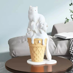 ARTLOVIN Ice Cream Cat Sculpture Resin Figurines For Bookcase Shelf Modern Home Room Decor Creative Animal Figures Best Gift New acacuss