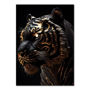 Abstract Black Gold Animal Canvas Painting Owl Tiger Lion Wolf Eagle Zebra Bull Posters Wall Art Pictures for Room Home Decor acacuss