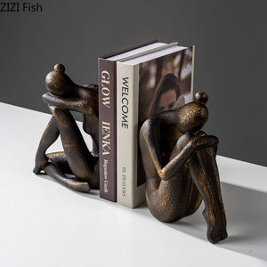 Abstract Character Girl Statue Decorative Bookends Library Bookcase Bookshelf Bookends Desk Decoration Resin Figures Sculpture acacuss