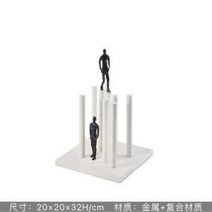 Abstract Creative Sculpture Balance Figure Art Ornaments Home Room Entrance Study Decorative Multi-Person Seesaw Statue acacuss