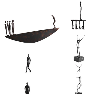 Abstract Creative Sculpture Balance Figure Art Ornaments Home Room Entrance Study Decorative Multi-Person Seesaw Statue acacuss