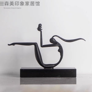 Abstract Creative Sculpture Balance Figure Art Ornaments Home Room Entrance Study Decorative Multi-Person Seesaw Statue acacuss