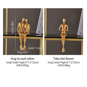 Abstract Golden Sculpture & Figurines for Interior Resin Figure Statue Modern Home Decor Desk Accessories Nordic Room Decoration acacuss
