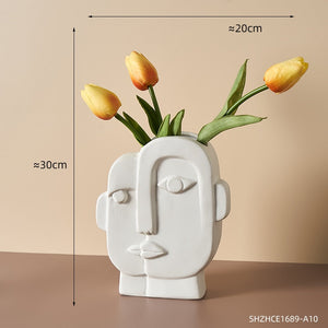 Abstract Human Face Vases Ceramic Crafts Home Decoration Accessories Living Room Table Ornaments Hydroponic Vases Garden Decor acacuss