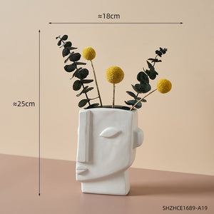 Abstract Human Face Vases Ceramic Crafts Home Decoration Accessories Living Room Table Ornaments Hydroponic Vases Garden Decor acacuss