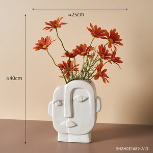 Abstract Human Face Vases Ceramic Crafts Home Decoration Accessories Living Room Table Ornaments Hydroponic Vases Garden Decor acacuss