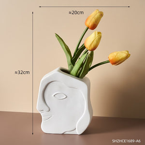 Abstract Human Face Vases Ceramic Crafts Home Decoration Accessories Living Room Table Ornaments Hydroponic Vases Garden Decor acacuss