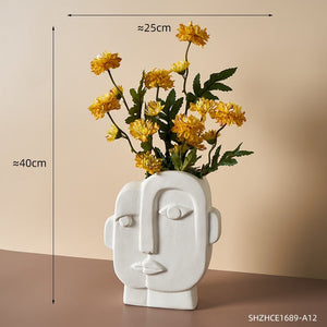 Abstract Human Face Vases Ceramic Crafts Home Decoration Accessories Living Room Table Ornaments Hydroponic Vases Garden Decor acacuss