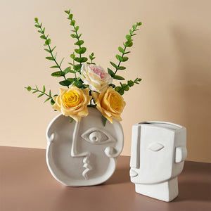 Abstract Human Face Vases Ceramic Crafts Home Decoration Accessories Living Room Table Ornaments Hydroponic Vases Garden Decor acacuss