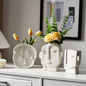 Abstract Human Face Vases Ceramic Crafts Home Decoration Accessories Living Room Table Ornaments Hydroponic Vases Garden Decor acacuss