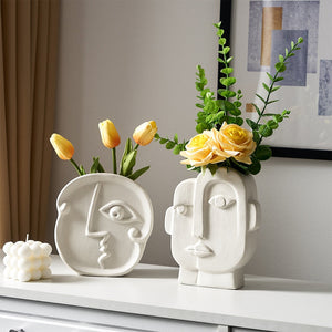 Abstract Human Face Vases Ceramic Crafts Home Decoration Accessories Living Room Table Ornaments Hydroponic Vases Garden Decor acacuss