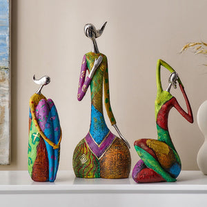 Abstract art figure ornaments Aesthetic living room decor Resin sculpture Women figures statue National Style Decoration Home acacuss